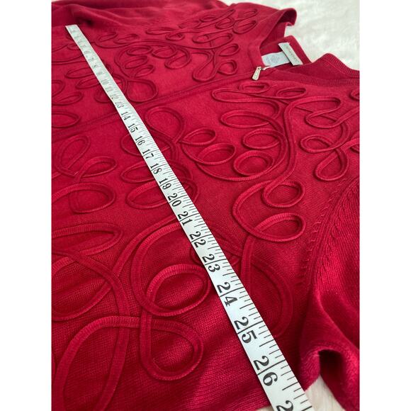 Catherine’s Womens Berry Embellished Ribbon Design Zipper Cardigan Sweater Sz 1X - Picture 4 of 7